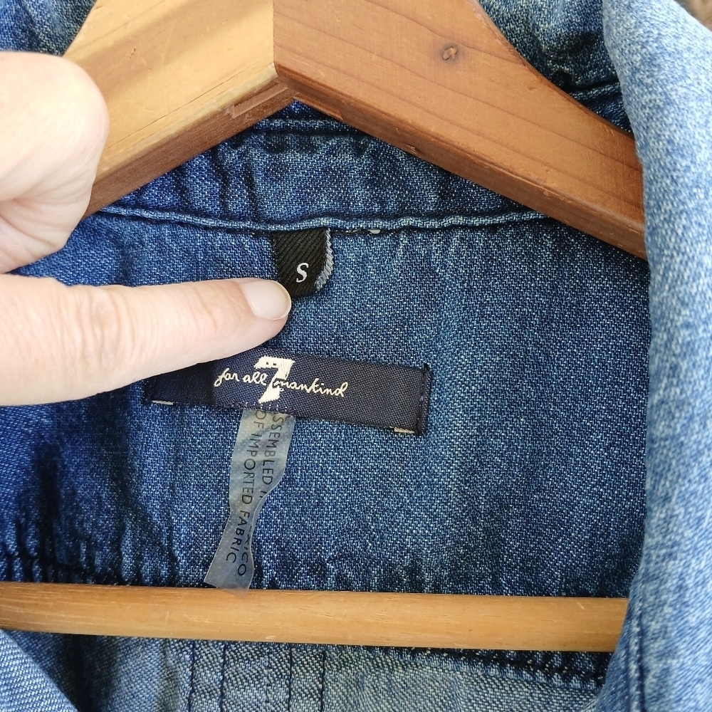 7 For ALL MANKIND Denim Jumpsuit Small - Picture 9 of 10